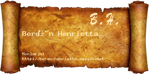 Berán Henrietta névjegykártya